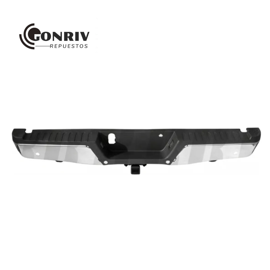 PARACHOQUES TRASERO CROMADO FORD F150 2015/2020 - CON ORIFICIOS PARA SENSORES DE RETROCESO - 5L3Z17787AA-S-L