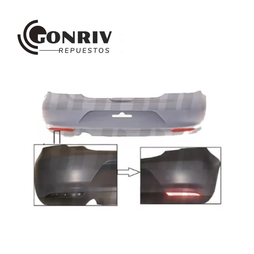 PARACHOQUES TRASERO VOLKSWAGEN GOL G6 TREND 2015 PRIMER CON AGUJERO PARA REFLECTANTE - 5u6807417k