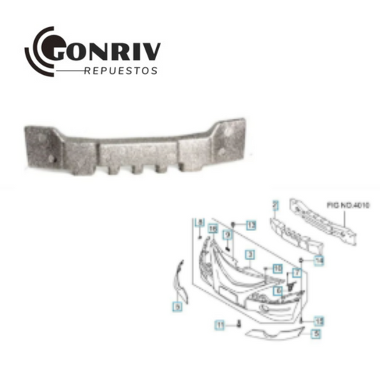 ABSORBEDOR DE IMPACTO PARACHOQUE DELANTERO SSANG YONG 2006/2011 GENUINO - 7872131000